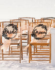 Personalised Reception Wedding Chair Sign Decoration, Custom Matching Pair Couple Name Signage, Mr Mrs, Gro