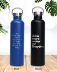 1 Litre Personalised Engraved Stainless Steel Insulated Water Bottle, Laser Cut Custom Logo, Matte Finish Travel Thermal Drink, Corporate Gift