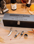 Personalised Premium Leather Wine Box & Accessories, Engraved Custom Housewarming/ Birthday/ Teacher Champagne Present Box, Wedding Bridesmaid/ Groomsman, Thank You God Parents Favour, Mother's, Father's Day