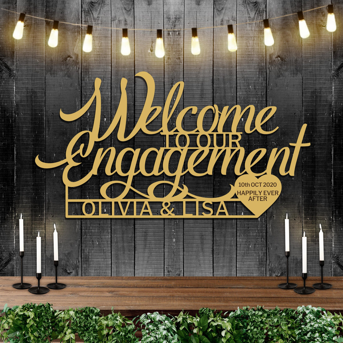 Custom Wooden/ Acrylic Welcome To Our Engagement Sign, Personalised Name & Date Wedding Signage, Hedge Photo Prop, Event Wall Hoop, Bridal Shower, Anniversary, Stag Hens Party, Birthday Backdrop Decor