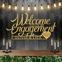 Custom Wooden/ Acrylic Welcome To Our Engagement Sign, Personalised Name & Date Wedding Signage, Hedge Photo Prop, Event Wall Hoop, Bridal Shower, Anniversary, Stag Hens Party, Birthday Backdrop Decor