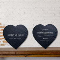 Personalised Heart Slate Serving Cheese Board, Custom Engraved Charcuterie Platter Placemat, Wedding Anniversary Corporate Housewarming Gift