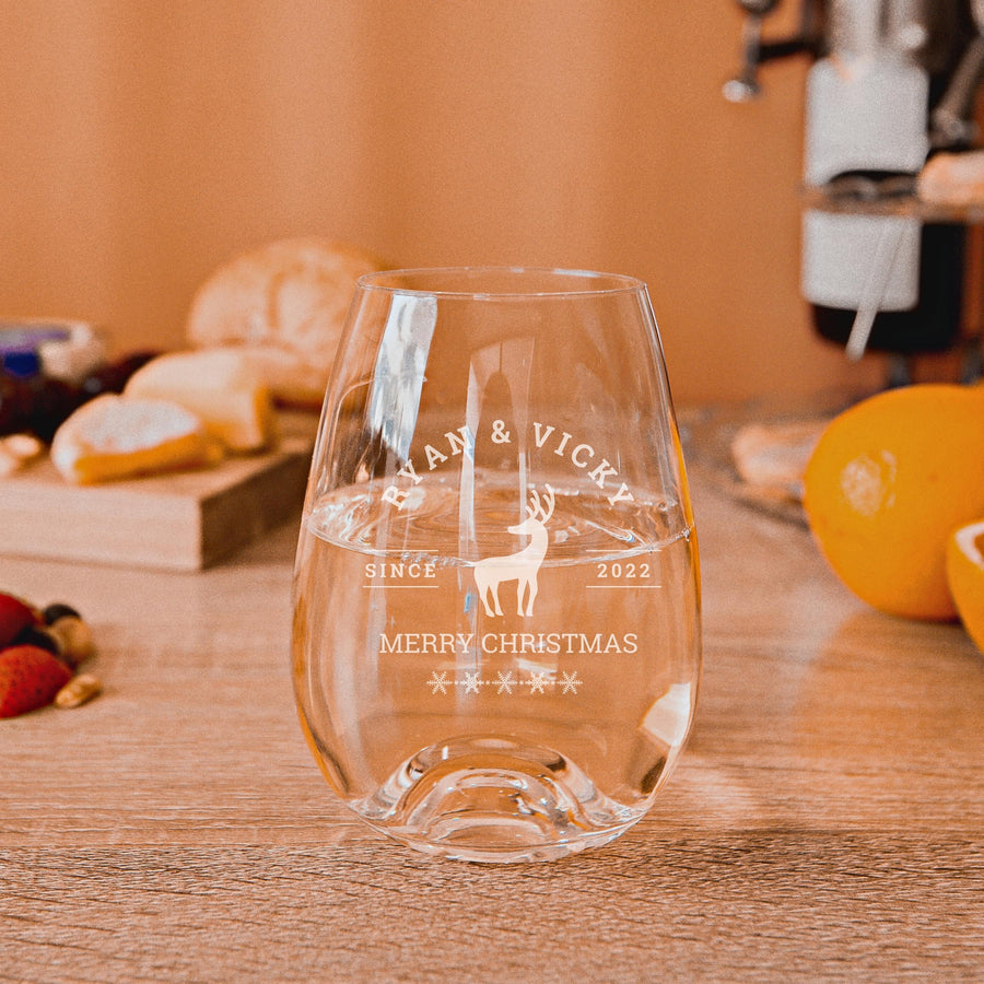 Christmas Engraving 460ml White Wine - Slovakia Crystalline Glass