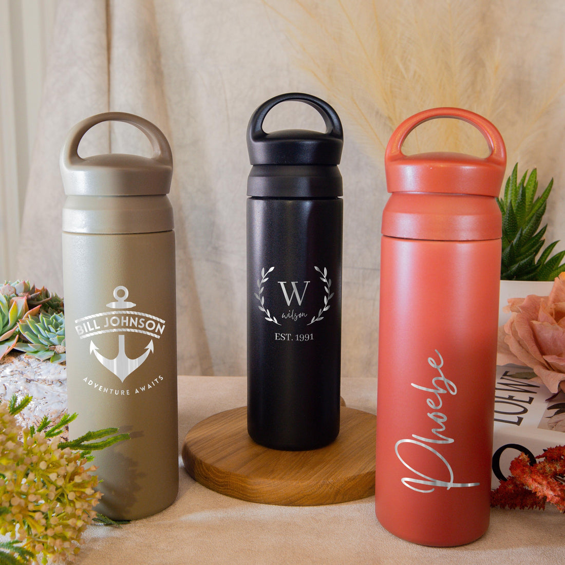 Personalised Engraved Stainless Steel Insulated Water Bottle, Laser Custom Logo,  Eco Friendly Coffee Tea Cup, Travel Thermal Drink, Corporate Birthday Teacher Gift, Insulation Portable Vacuum Flasks & Thermoses