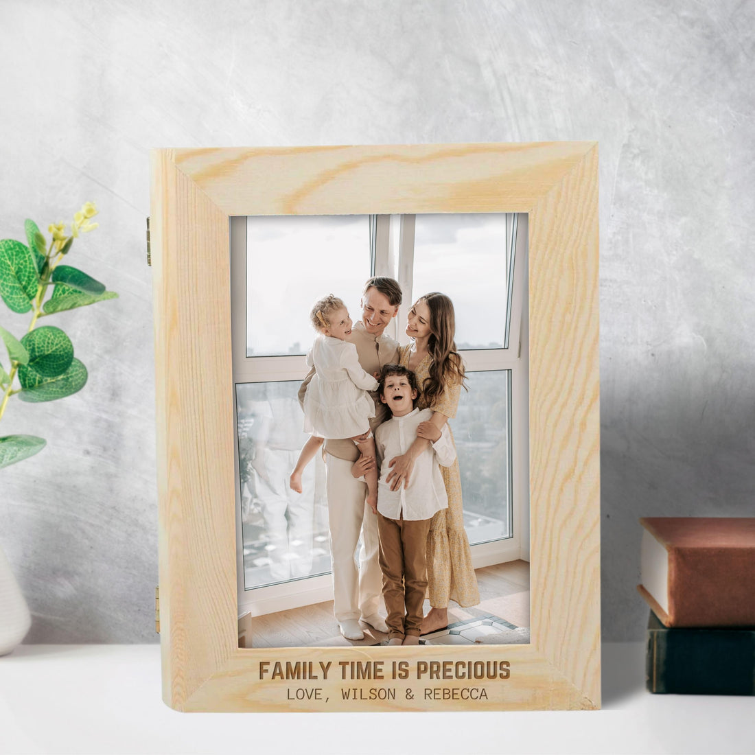 Personalised Wooden Keepsake Memory 5"x7" Photo Frame Book Box, Engraved Custom Picture Frames, Housewarming/ Birthday, Mom-Dad, Teacher, Grandparents, Godparents, Baby, Wedding Favour