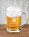 Personalised 600ml Christmas Glass Beer/ Tankard, Laser Custom Engraved Noel Mug Tank, Xmas Favours, New Year/ Anniversary Corporate/ Housewarming Present