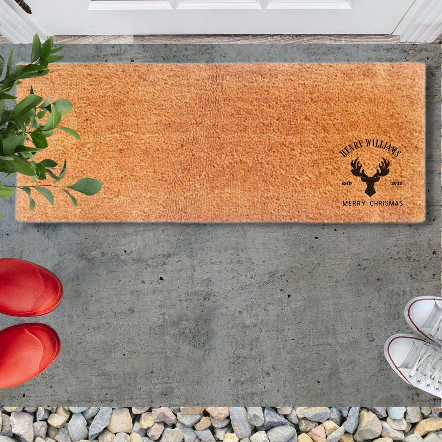 Christmas Engraved Big Doormat Customised Xmas New Year Personalised Caravan Couple Family Welcome Entry Outdoor Coir Mat House Warming Gift