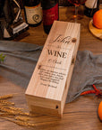 Personalised Rustic Pine Wooded Wine Box Gift, Engraved Custom Housewarming/ Birthday Champagne Present Box, Wedding Bridesmaid/ Groomsman, Thank You God Parents Favour, Mother's, Father's Day