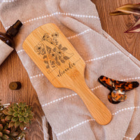 Personalised Organic Bamboo Paddle Hair Brush/ Comb, Custom Logo Laser Engraved Wedding Bridesmaids, Bride Mothers Day/ Grandma Gift for Mom