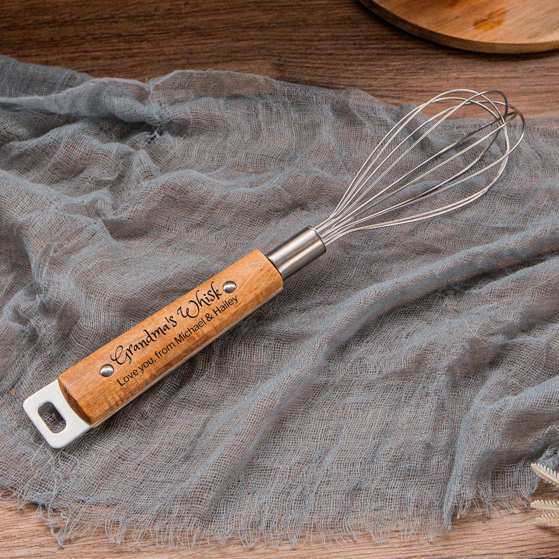 Personalised Egg/ Milk Whisk Beater, Custom Laser Engraved Etching Wire Mixing, Kitchen Baking Utensils, Gift for Her, Mom, Grandma, Chef