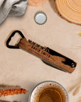 Personalised Engraved Wooden Handle Beer Bottle Opener & Wine Corkscrew, Custom Logo Knife/Foil Cutter, Corporate Gift, Wedding Favour, Groomsmen/ Father's Day Gift for Him, Christmas/ Teacher Present