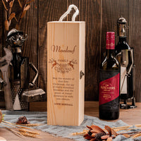 Christmas Personalised Pine Wooded Wine Box Gift, Engraved Custom Housewarming/ Birthday Champagne, Wedding Bridesmaid/ Groomsman Favour, Xmas/ New Year Mother, Father Present Box