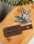 Personalised Wooden Keychain, Custom Wood Key Chain, Logo Engraved Leather Key Ring Tags, Drive Safe Keyrings Gift For Him, Dad/ Corporate, Wedding Favours