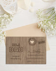 Personalised Wooden Father's Day Postcard, Engraved Timber Celebrate Message & Name Display Stand, Keepsake Gift Card for Dad, Grandpa, Him