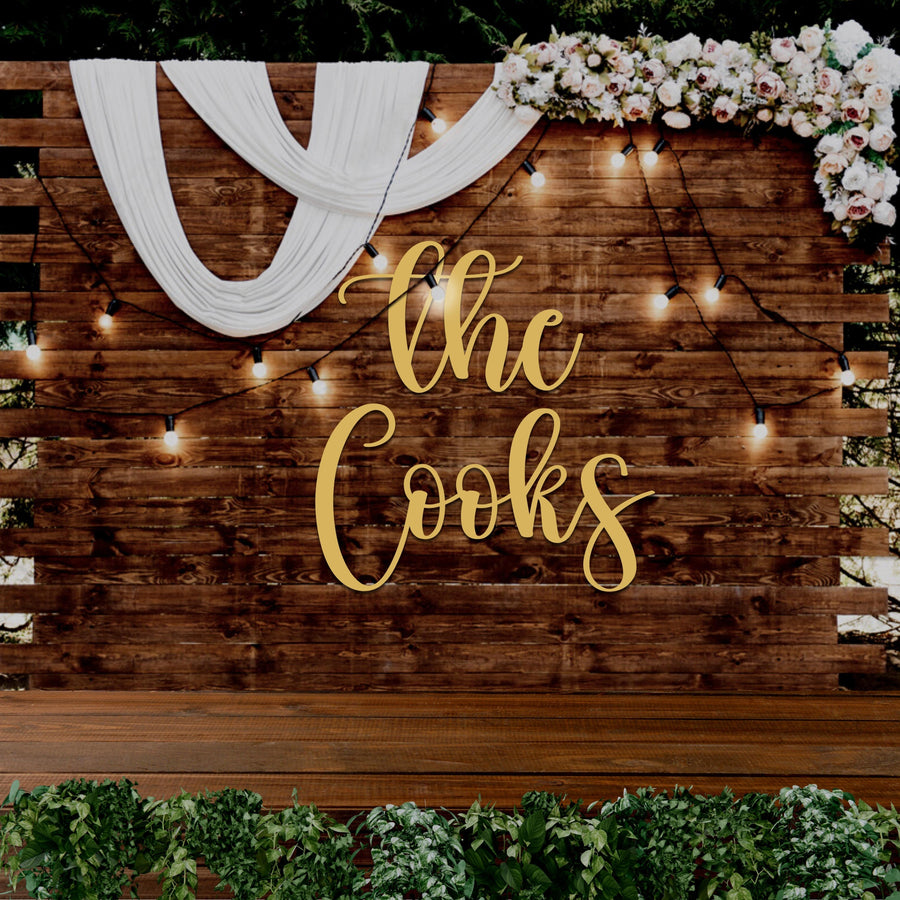 Custom Wooden/ Acrylic The Last Name Wedding Sign, Personalised Family, Business Name Signage, Hedge Photo Prop, Event Wall Hoop, Bridal Shower, Engagement, Anniversary, Stag Party Backdrop Decor