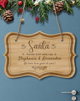 Custom Wooden Engraved Santa Please Stop Here Signage