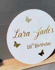 Custom 3D Acrylic Butterfly Birthday Round Sign, Double Layered Personalised Names, Ceremony/ Event/ Engagement/ Bridal Shower/ Birthday Signage on Easel