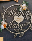 Custom Couple Name Wedding Leaf Hoop Sign