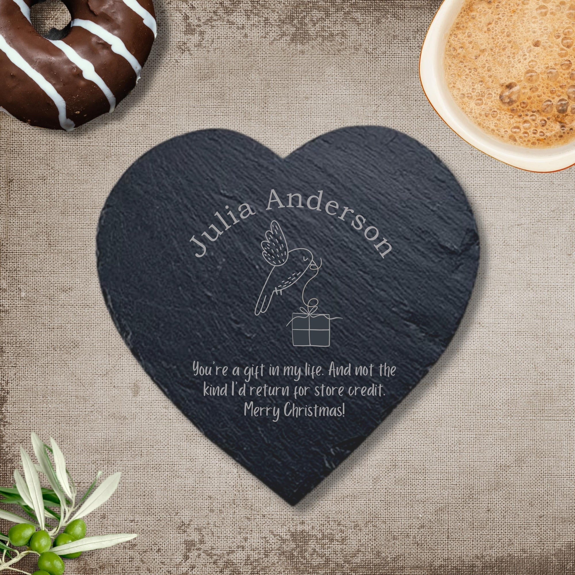 Christmas Engraved Slate Coasters, Custom Personalised Drink Mat, Restaurant, Wedding/ Birthday/ Xmas New Year Present, Corporate Housewarming Gift