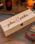 Personalised Pine Wooded Wine Box Gift, Engraved Custom Housewarming/ Birthday Champagne Present Box, Wedding Bridesmaid/ Groomsman, Thank You God Parents Favour, Mother's, Father's Day