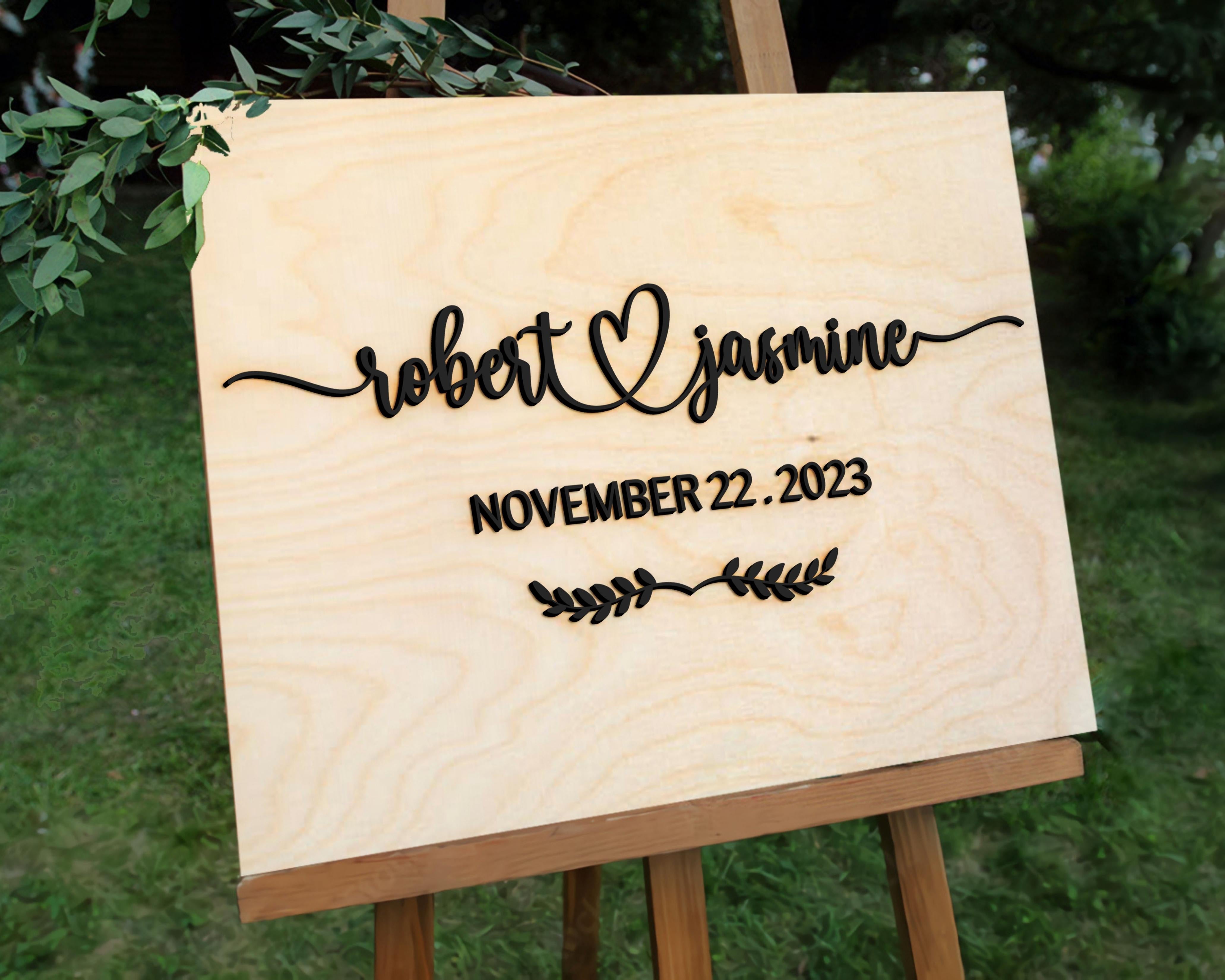 Custom 3D Raised Name Timber Wedding Alternative Guest Book