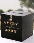 Personalised Black Acrylic Name & Date Wedding Wishing Well Box, Custom Logo Gift Card, Envelope, Money Boxes, Baptism Christening, Birthday