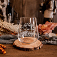 Engraved 450ml Wine/ Whiskey/ Spirit - Italian Crystal Glass, Personalised Custom Tumbler, Housewarming/ Groomsmen Wedding Favour, Xmas Gift