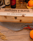 Personalised Rustic Pine Wooded Wine Box Gift, Engraved Custom Housewarming/ Birthday Champagne Present Box, Wedding Bridesmaid/ Groomsman, Thank You God Parents Favour, Mother's, Father's Day