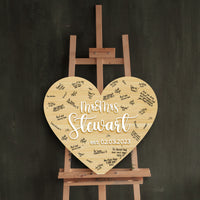 Custom Heart Love 3D Raised Name Timber Wedding Alternative Guest Book Welcome Sign, Personalised Rustic/ Vintage/  Boho, Country Hippie style Wooden Names, Ceremony/ Event/ Engagement/ Bridal Shower/ Birthday Signage on Easel
