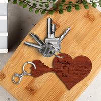 Personalised Couple 2pcs Heart Lock Wooden Keychain, Custom Valentine's Wood Key Chain, Engraved Key Ring Bag Name Tags, Drive Safe Keyrings Anniversary, Bridesmaid Gift, Wedding Favours