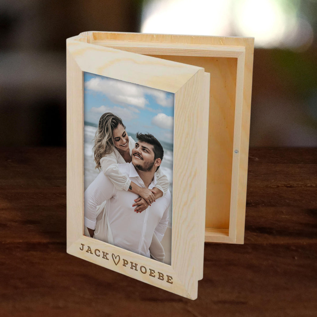 Personalised Wooden Keepsake Memory 5"x7" Photo Frame Book Box, Engraved Custom Picture Frames, Housewarming/ Birthday, Mom-Dad, Teacher, Grandparents, Godparents, Baby, Wedding Favour