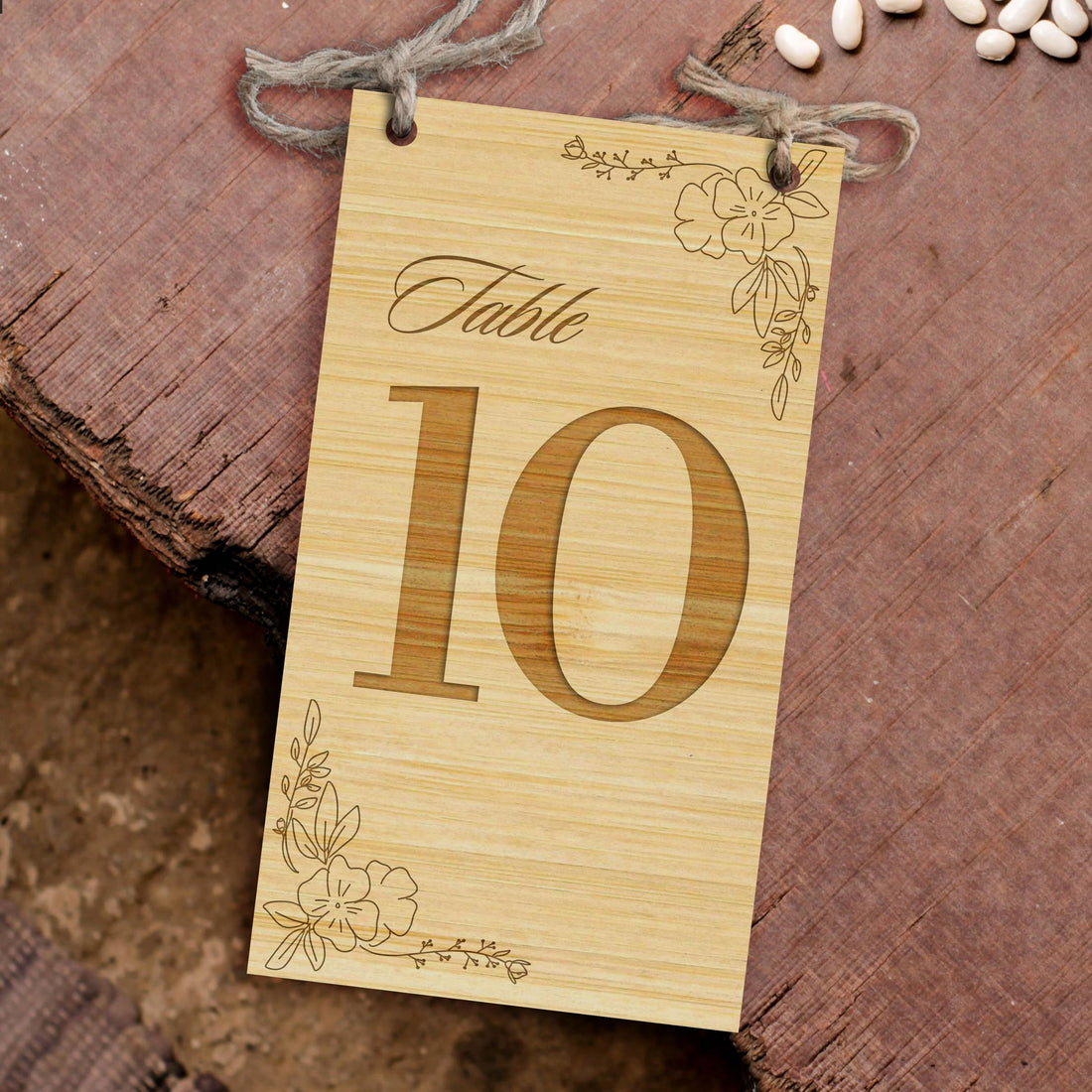 Personalised Plywood Wedding Number Holder, Custom Engraving Double Sided Rustic Table Plaque, Vintage Wedding Decor, Ceremony, Event Sign
