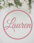 Custom Name Round Mirror Acrylic Hoop Wall Sign, Birthday Shower, Engagement Wedding Photodrop, Personalised Christian Baptism Event Signage