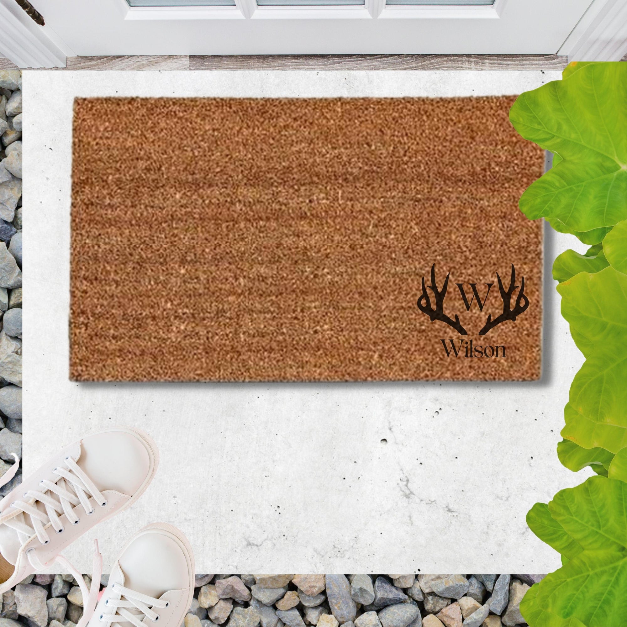 Christmas Customised Engraving Doormat, Personalised Xmas New Year Caravan/Couple/Family Welcome Entry Outdoor Coir Mat, House Warming Gift