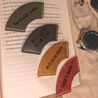 Personalised Cowhide Leather Round Corner Bookmark/ Monogram Custom Laser Engraved/ Gift for Him & Her/ Father/ Birthday/ Mum/ Book Lovers