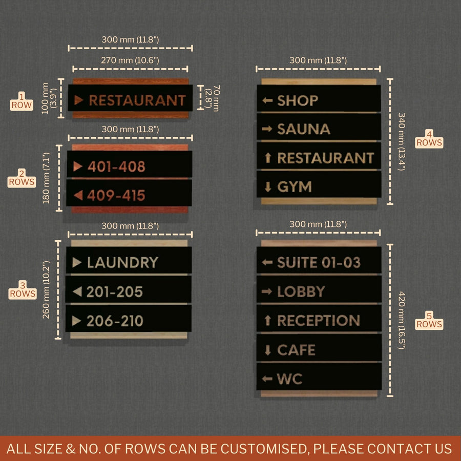 Personalised Wooden & Acrylic Wayfinding/ Location Signage/ Custom Made Directional Sign, Room Name/ Arrow Signs, Number Plaque, Wall Room Plate, Company Signage for Office, Apartment, Hotel, Gym, Restaurant