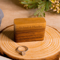 Personalised Wooden Engagement Proposal Ring Bearer Box, Custom Engraved Wedding Single Slot Solid Walnut Rectangle Ring Holder Storage, Anniversary Gift 