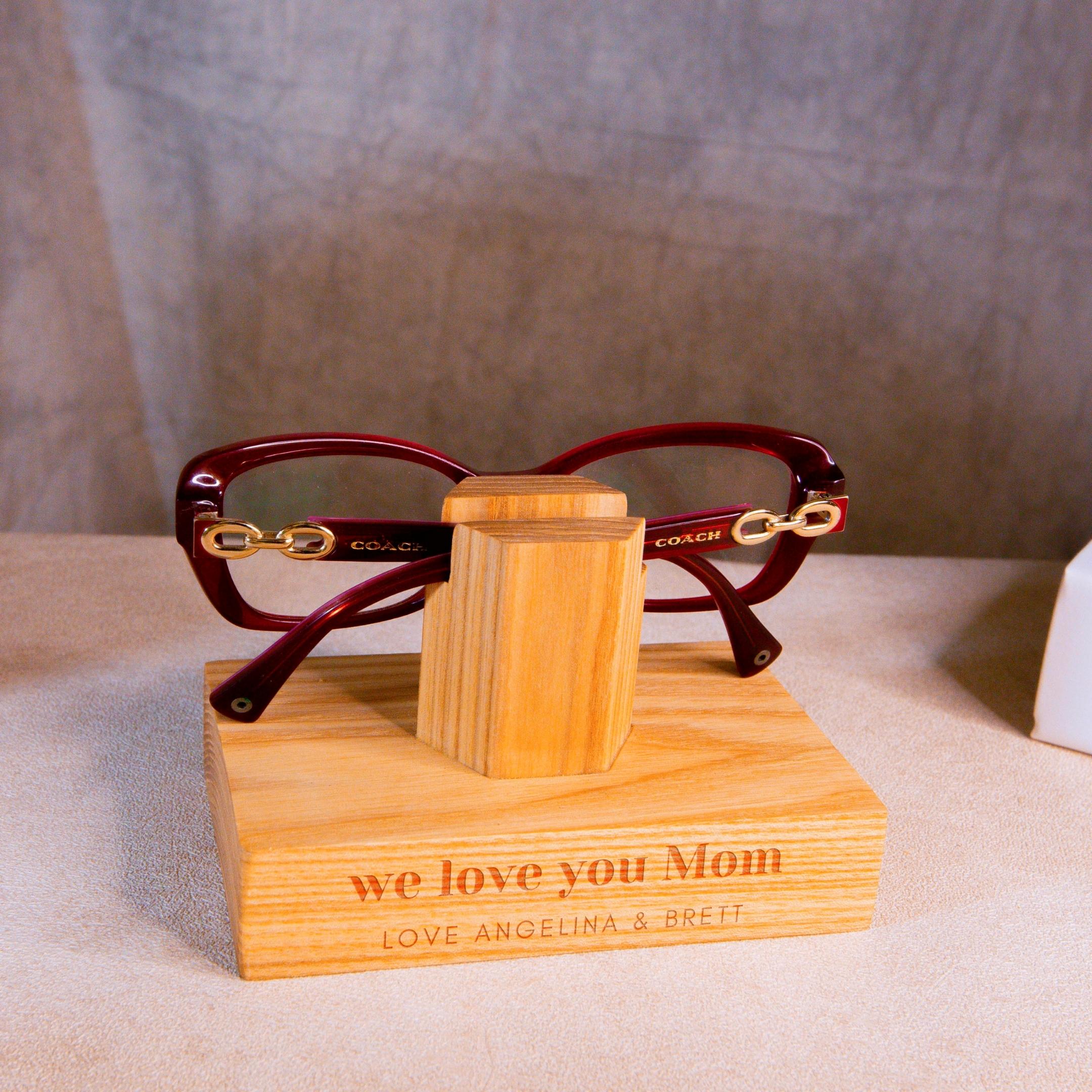 Spectacles Gift Personalised Wooden Glasses Display Stand, Custom Engraved Eye Glass ...