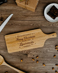 Christmas Personalised Bamboo Wooden Serving Cheese Handle Tray Cutting Board, Engraved Charcuterie Platter Custom Housewarming Xmas, New Year Gift