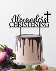 Personalised Christening MDF/ Mirror Acrylic Cake Topper, Custom Cut Out Joint Name Birthday/ Wedding/ Celebration/ Event Party Decor Supply Toppers