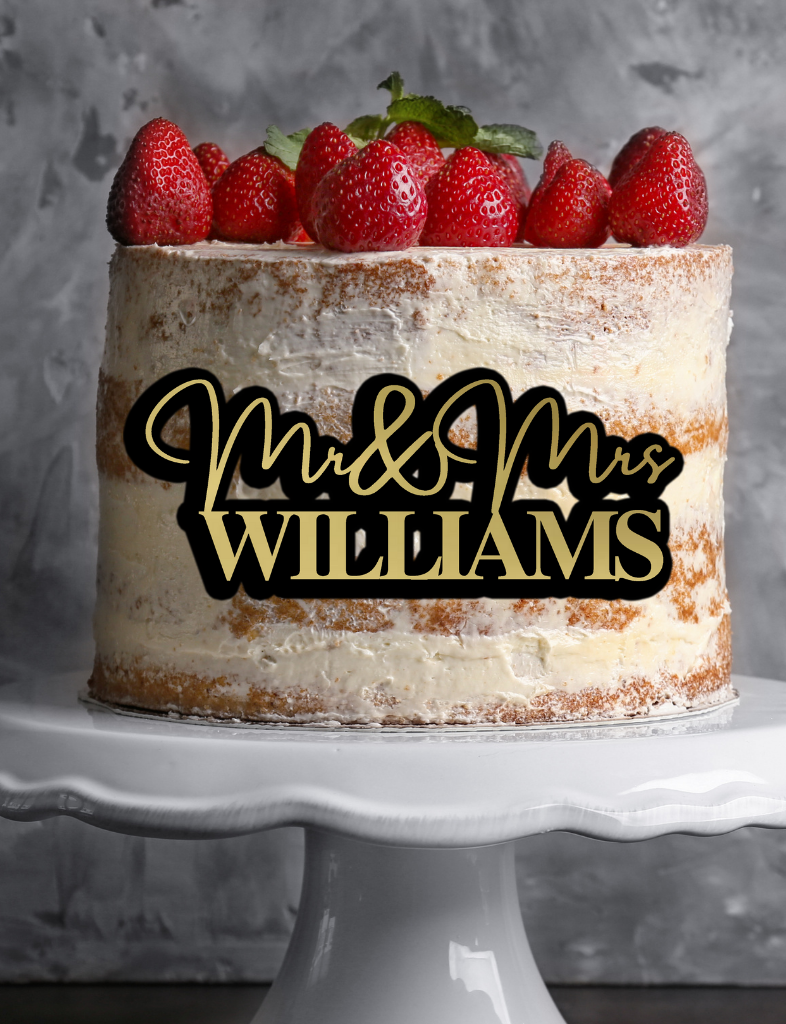 Custom 3D Acrylic Double Layered Mr & Mrs - Wedding Cake Plaque/ Front Topper