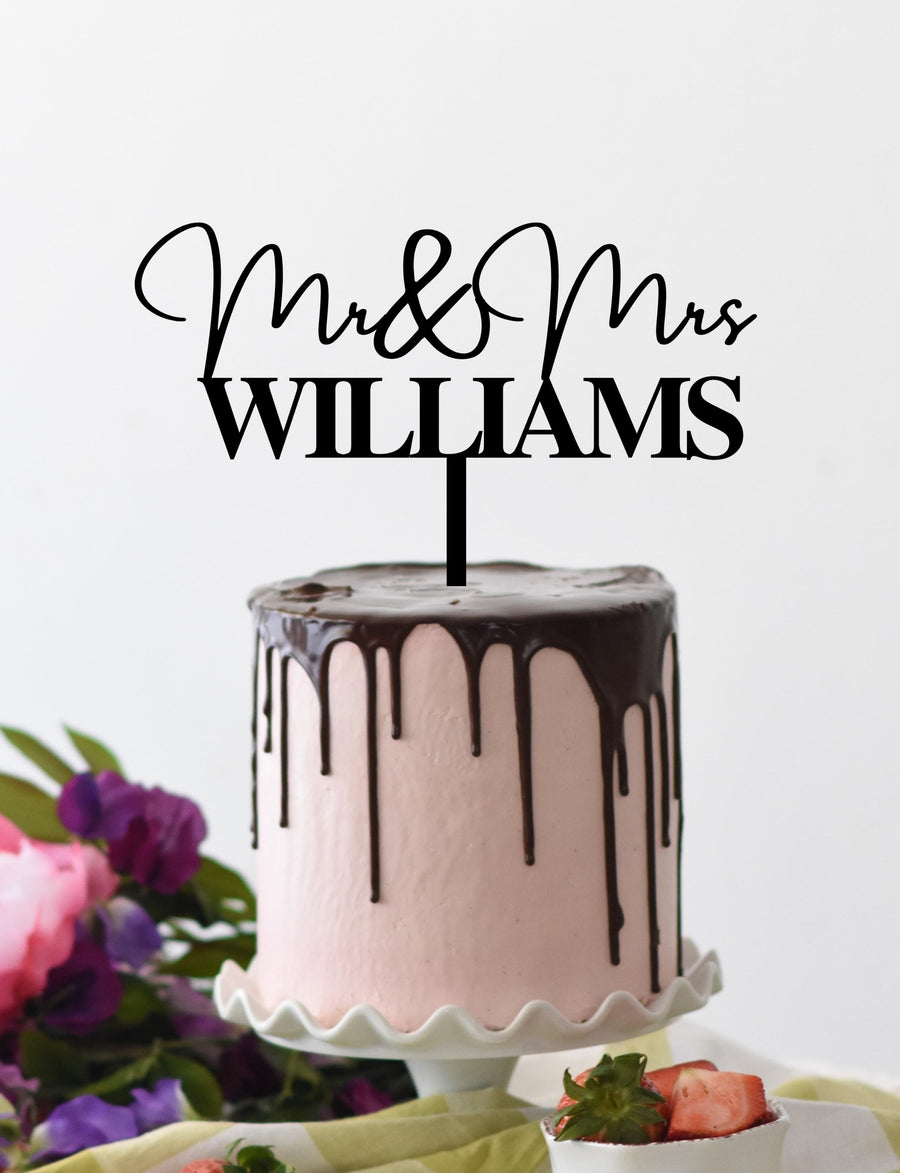 Personalised MDF/ Mirror Acrylic Wedding Cake Topper, Custom Mr & Mrs Last Name Sign, Bridal, Groom Hens Event Party Supply Decor Toppers