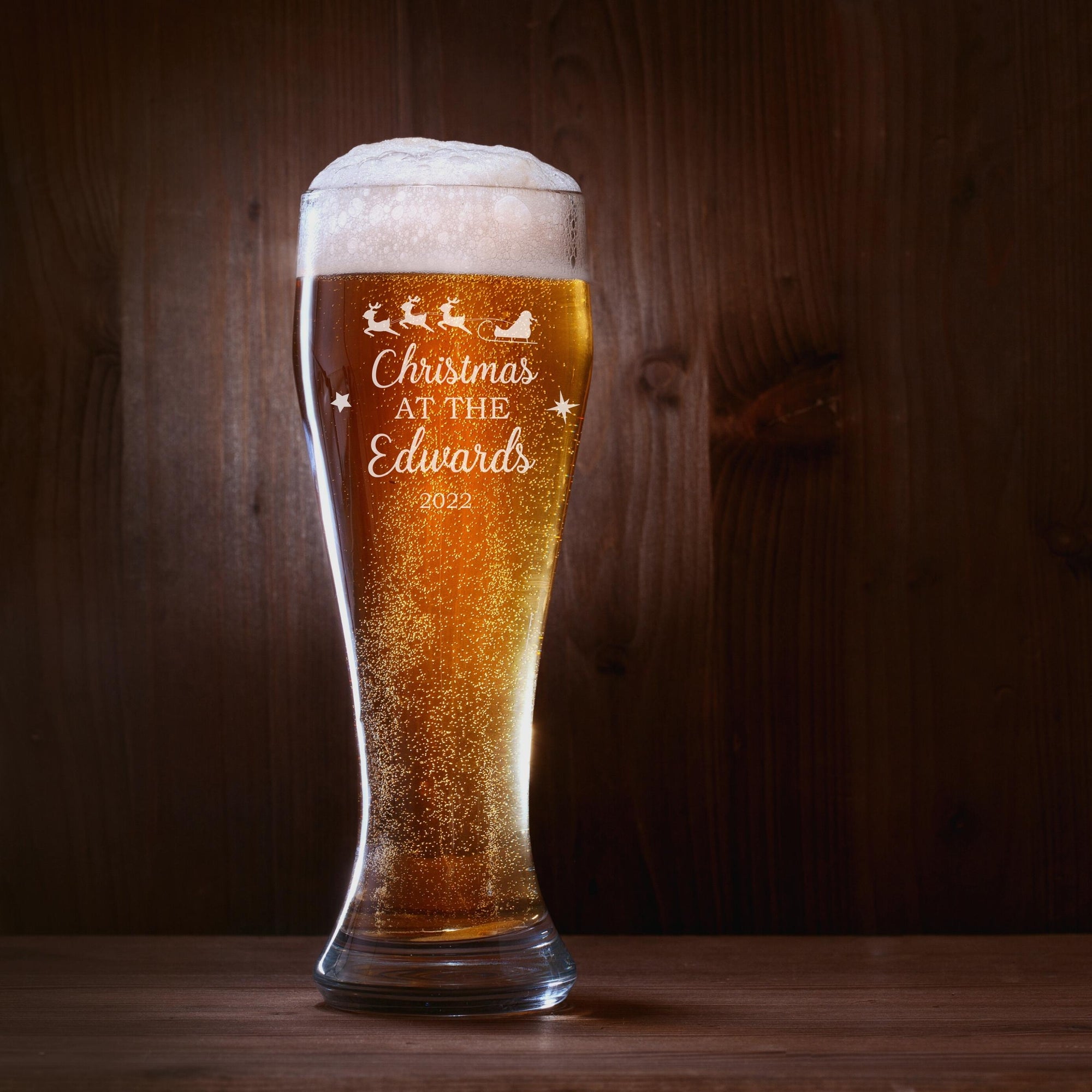 Christmas Engraved 630ml Pilsner Beer Glass