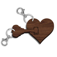 Personalised Couple 2pcs Heart Lock Wooden Keychain, Custom Valentine's Wood Key Chain, Engraved Key Ring Bag Name Tags, Drive Safe Keyrings Anniversary, Bridesmaid Gift, Wedding Favours