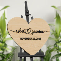 Custom Heart Love 3D Raised Name Timber Wedding Alternative Guest Book Welcome Sign, Personalised Rustic/ Vintage/  Boho, Country Hippie style Wooden Names, Ceremony/ Event/ Engagement/ Bridal Shower/ Birthday Signage on Easel