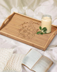 Engraved Portable & Foldable Bamboo Bed Tray Table, Breakfast/ Picnic/ Afternoon Tea Handle Trays, Corporate/ Housewarming Gift, Wedding Favour