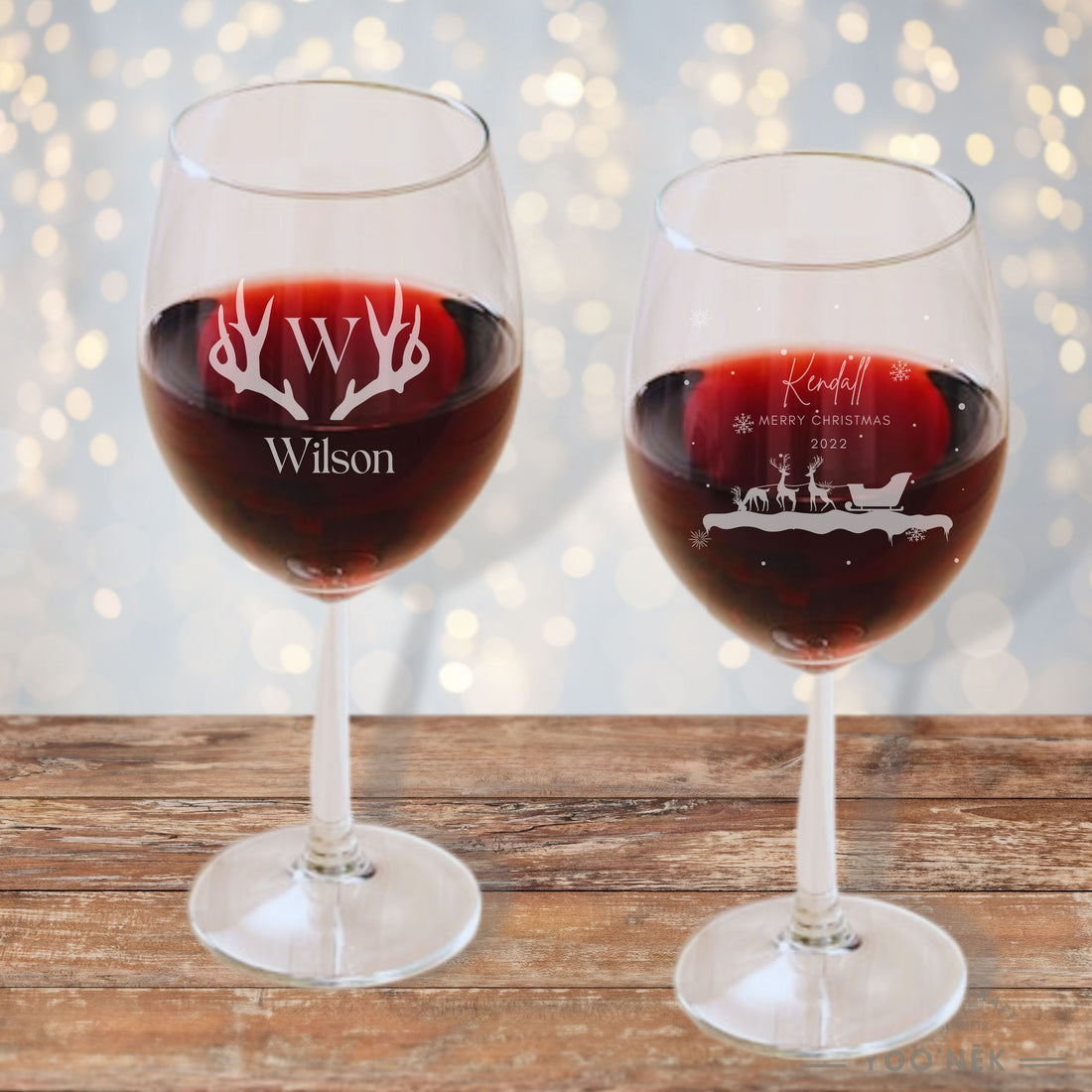 Christmas Personalised Wine 440ml Glasses, Custom Logo Engraved Monogram Champagne Glass, Corporate Favours Housewarming Xmas/ New Year Gift