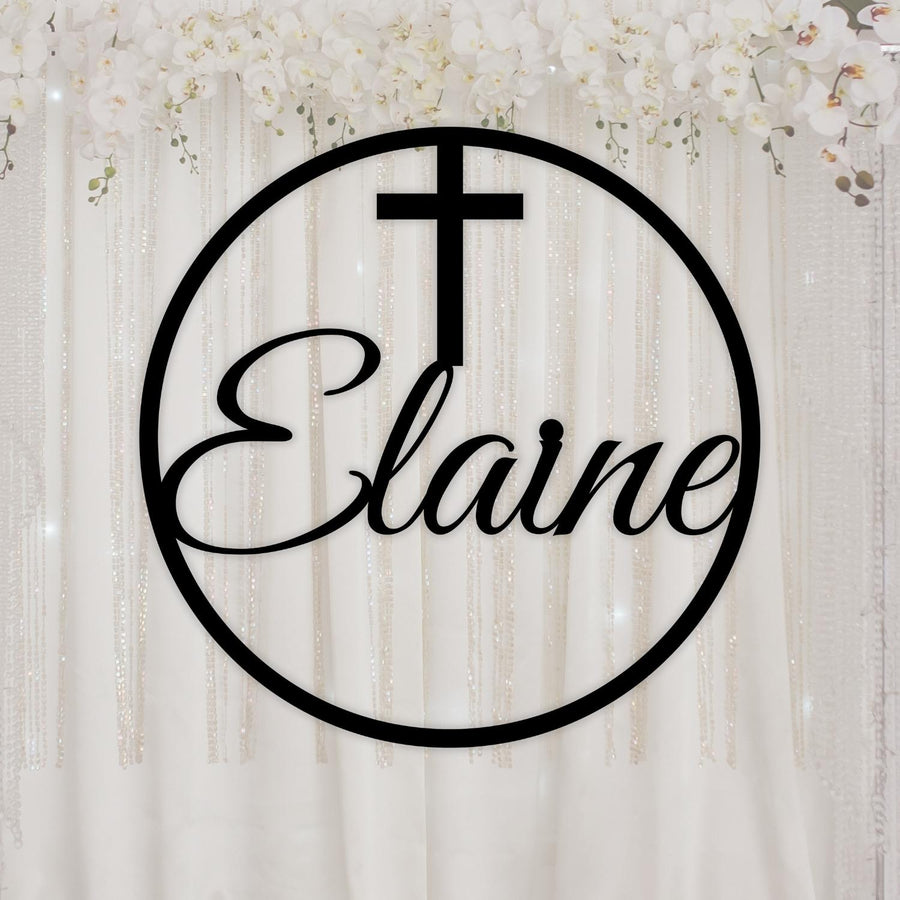 Custom Name Round Mirror Acrylic Hoop Wall Sign, Birthday Shower, Engagement Wedding Photodrop, Personalised Christian Baptism Event Signage