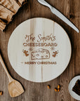 Christmas Custom Engraved Solid Wood Lazy Susan Tray, Cheese Charcuterie Serving Round Spin Board, Personalised Organiser Xmas New Year Housewarming Gift