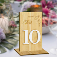 Personalised Engraving & 3D Raised Wooden Laminated Plywood Wedding Table Number, Custom Tables Plaque, Wedding Decor Ceremony Event Signs